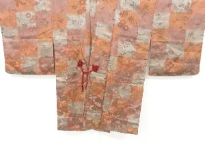 変わり格子に草花模様織り出し道中着